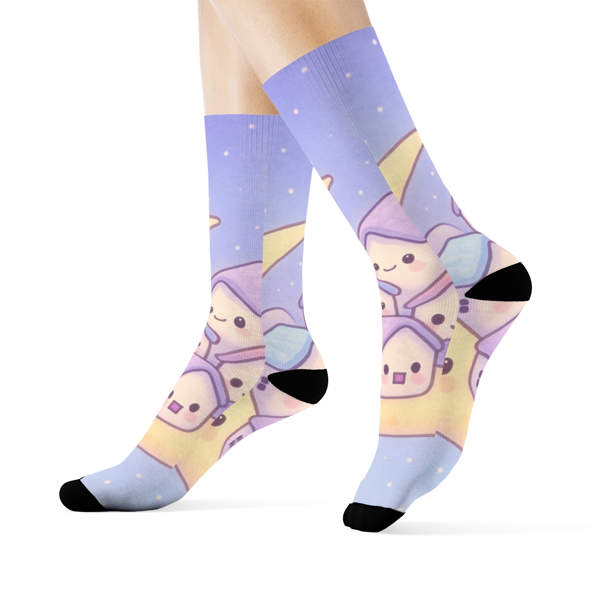Sleepy Moon Marshmallow Village stylish patterned socks