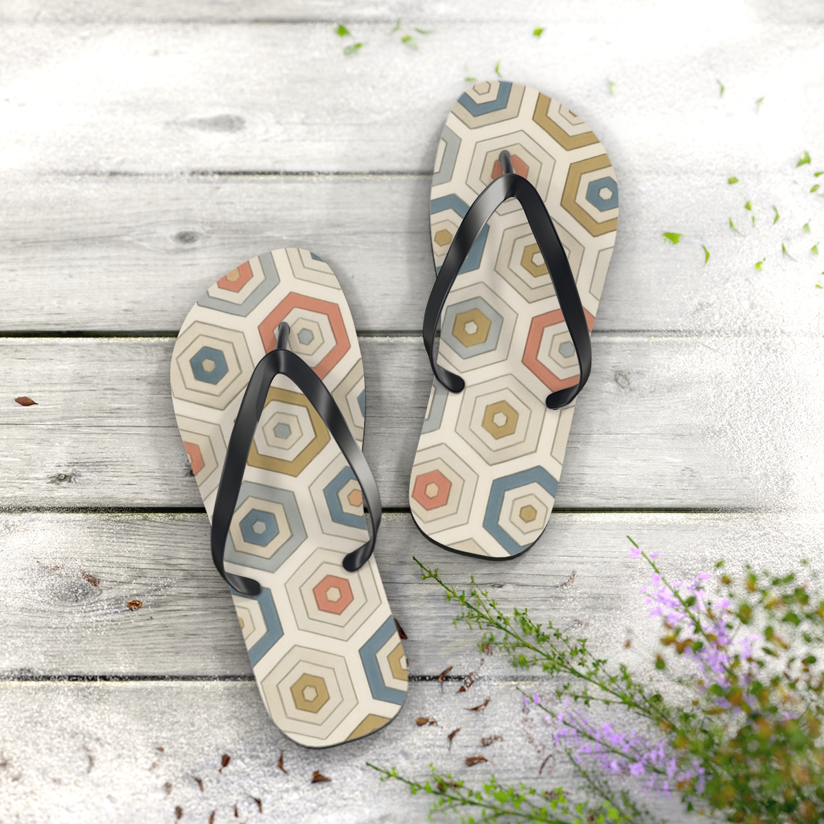 Hex Fractal Drift Quilt stylish summer flip flops