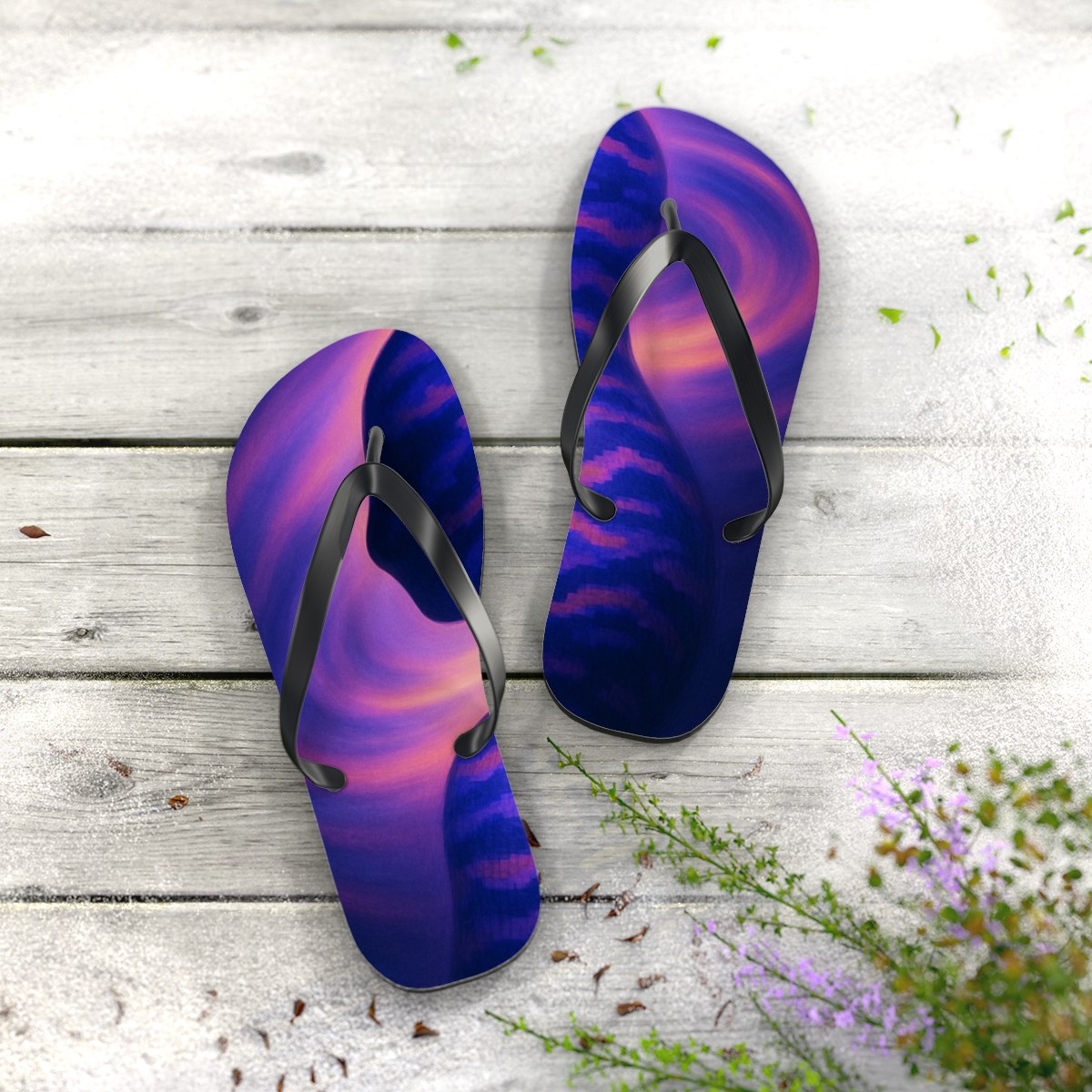 Cuttlefish Chromatic Code colorful rubber flip flops