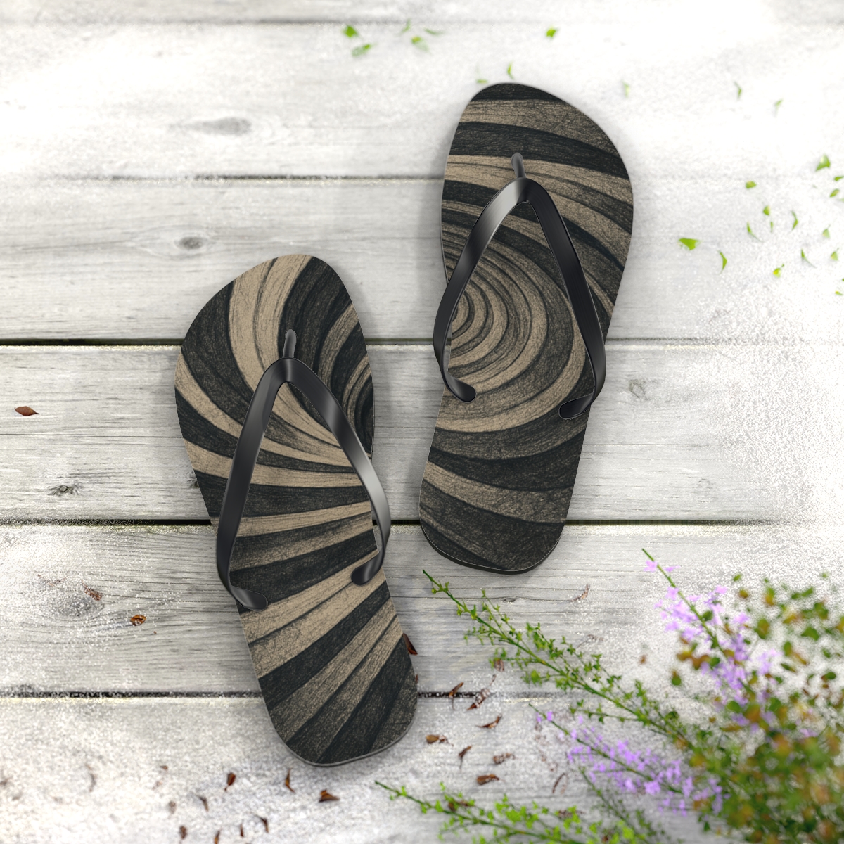 Wind Arc Strata Vortex Grid colorful rubber flip flops