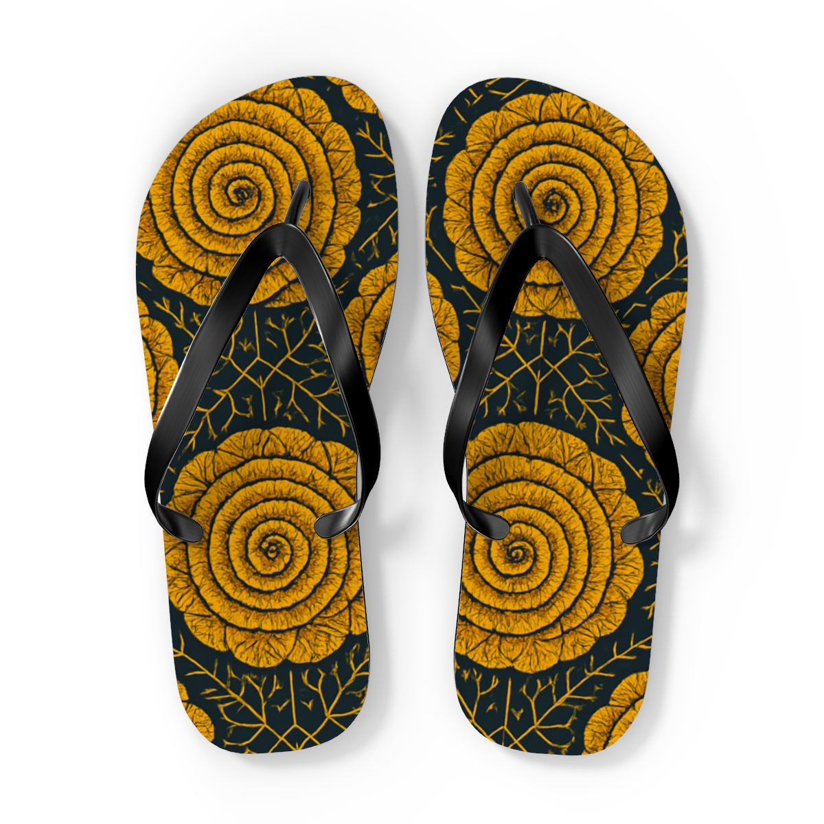 Marigold Fractal Rosette Weave comfortable casual flip flops