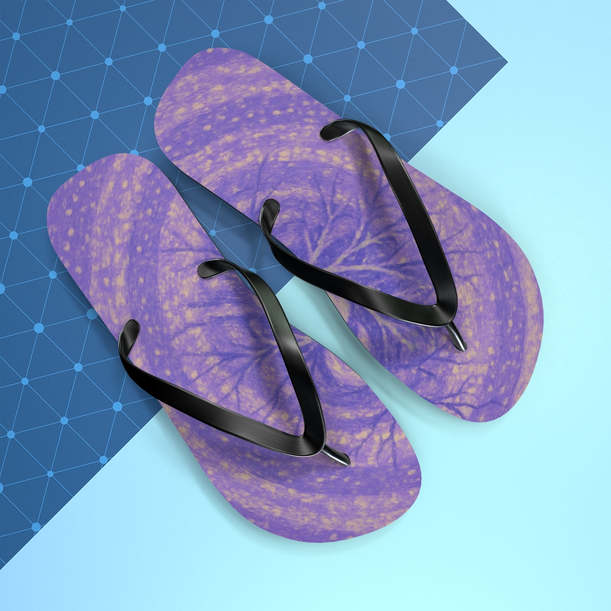 Lavender Spiral Bloom Flip Flops