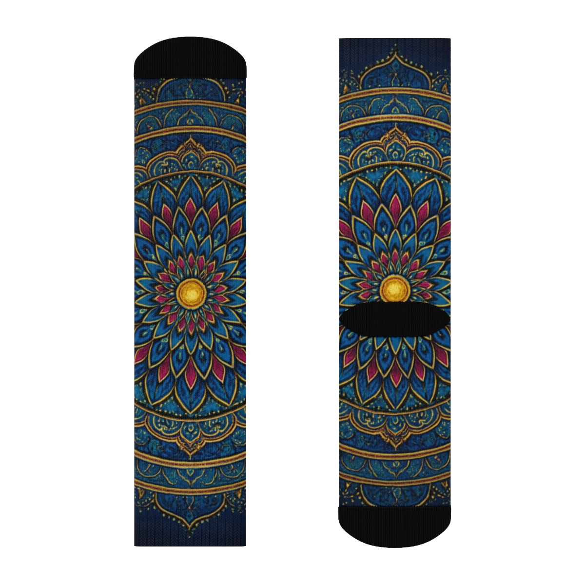 Prismatic Petal Orbit Mandala sports performance socks