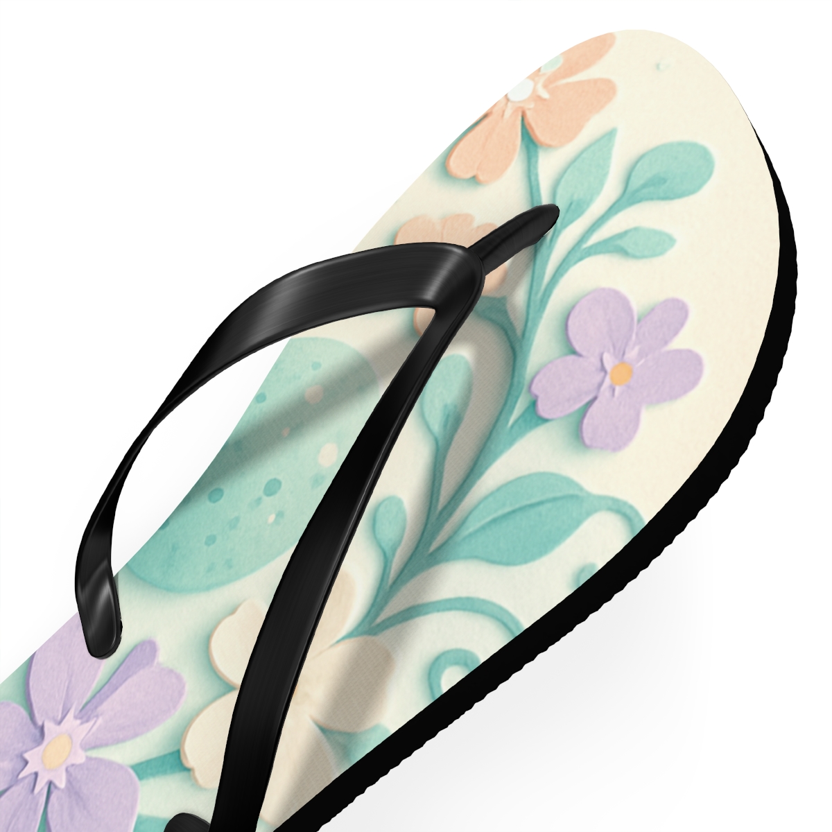 Spring Eggshell Nebula Garden unique graphic flip flops