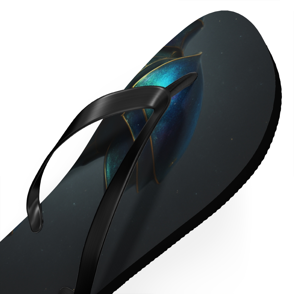 Iridescent Beetle Carapace Halo colorful rubber flip flops
