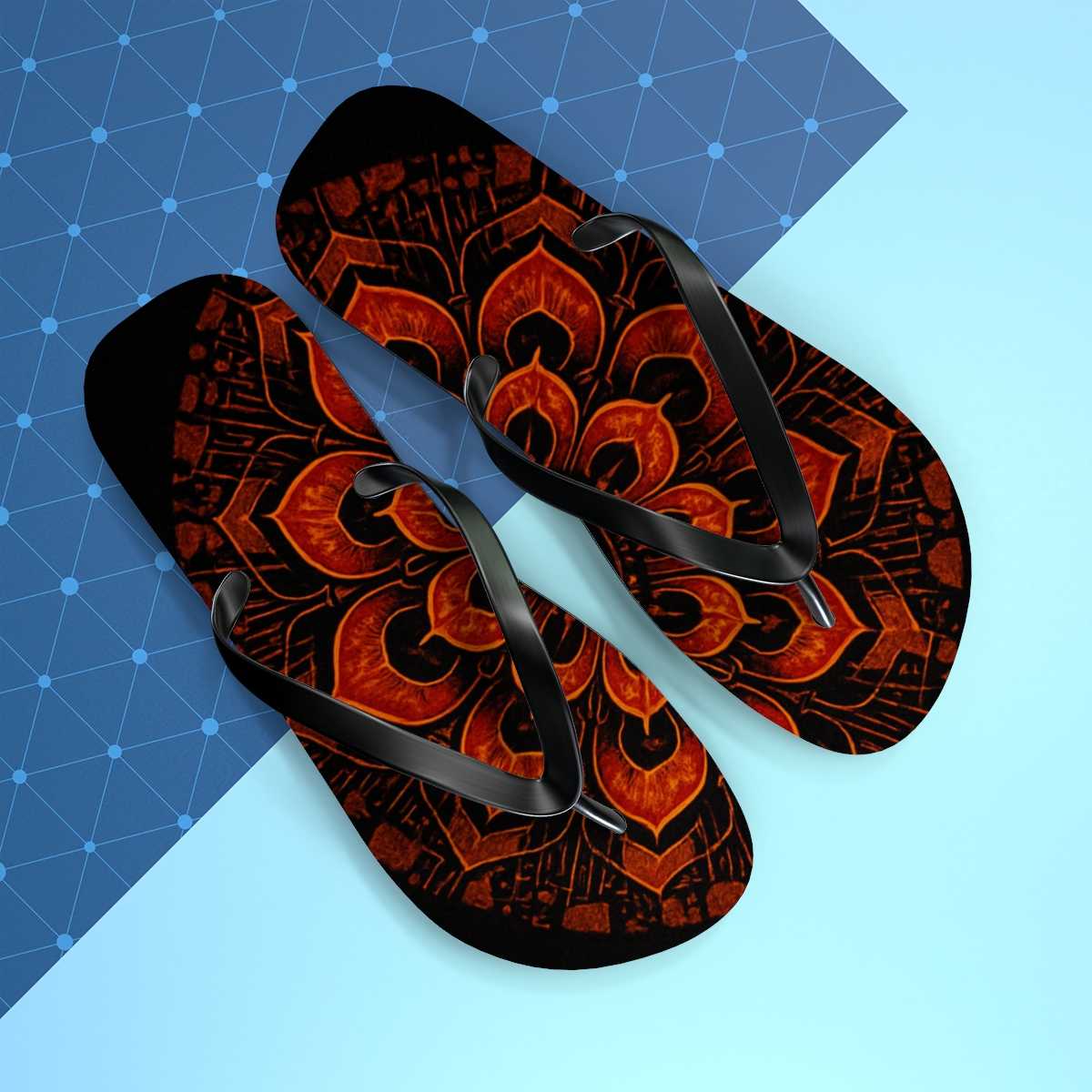 Ember Sunburst Petal Circuit personalized beach flip flops