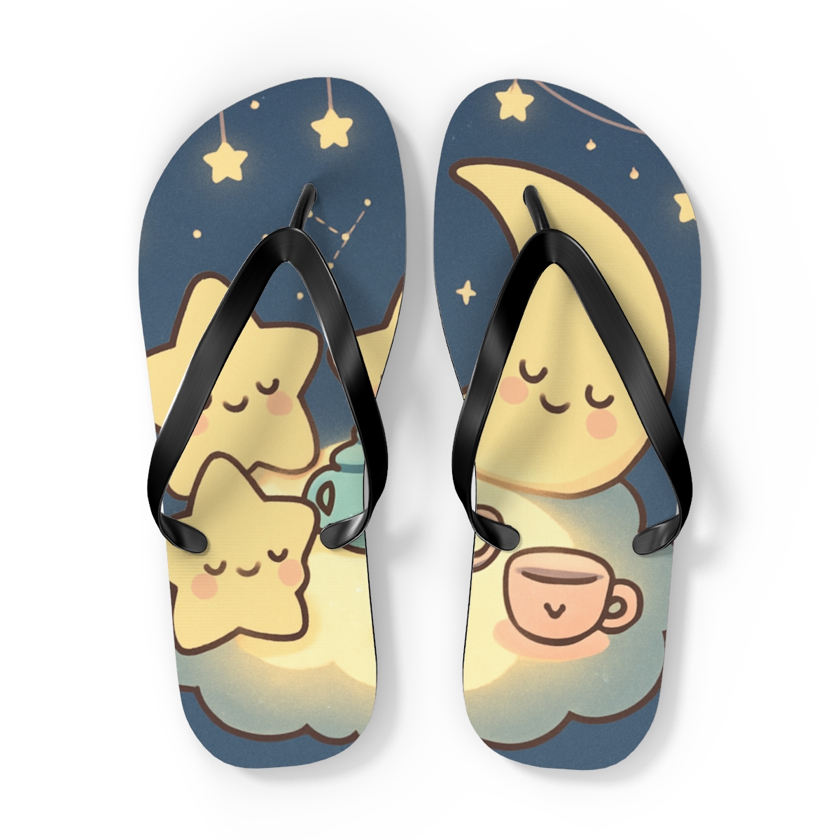 Sleepy Star Tea Party soft sole flip flops