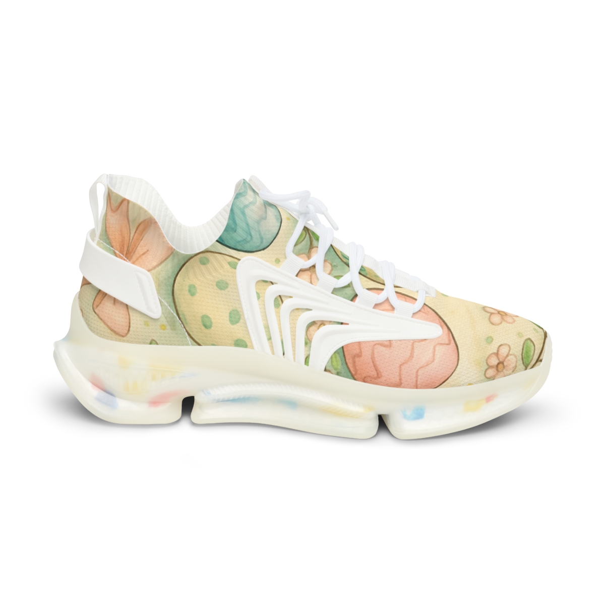 Spring Eggshell Blossom Parade unique printed sneakers