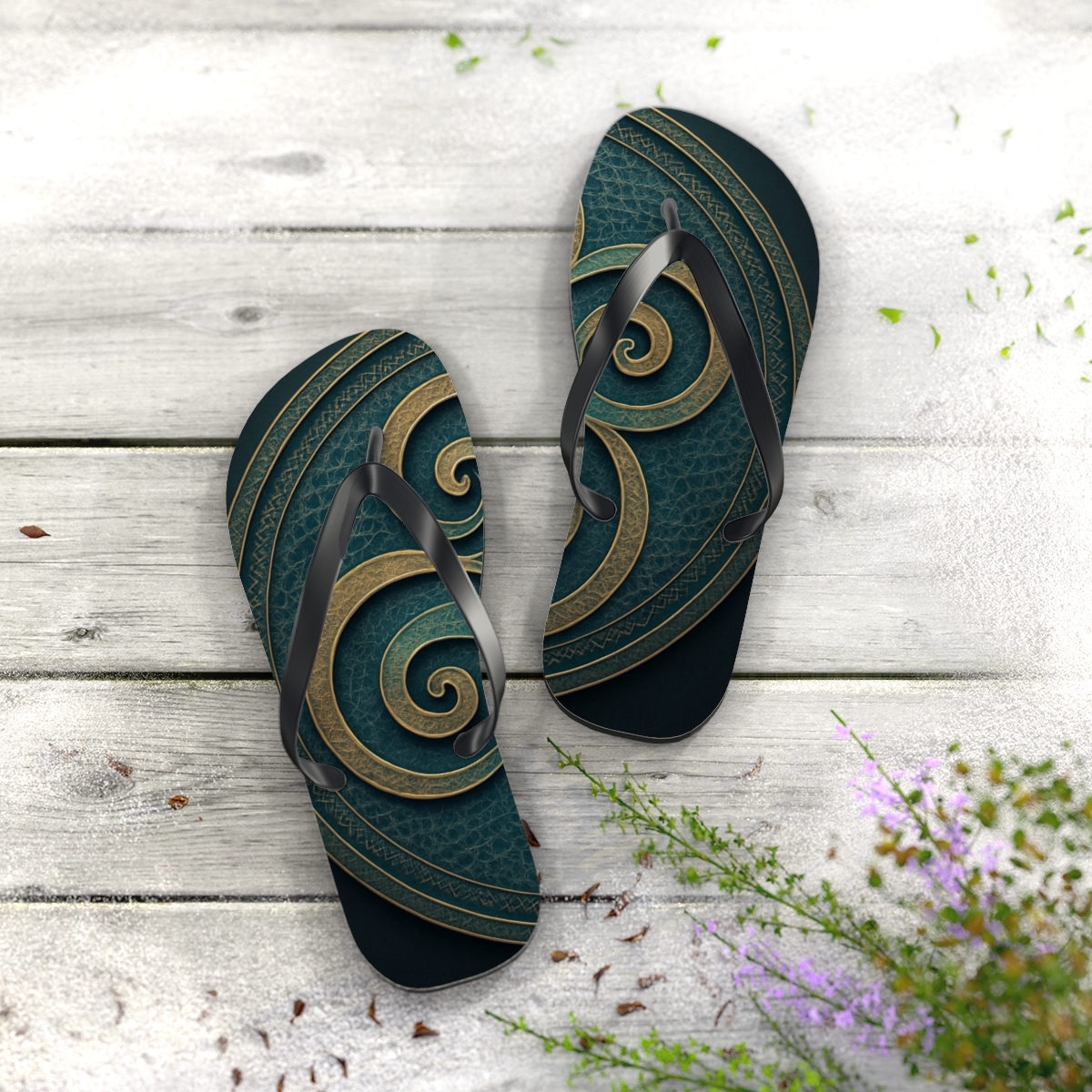 Iridescent Spiral Lattice soft sole flip flops