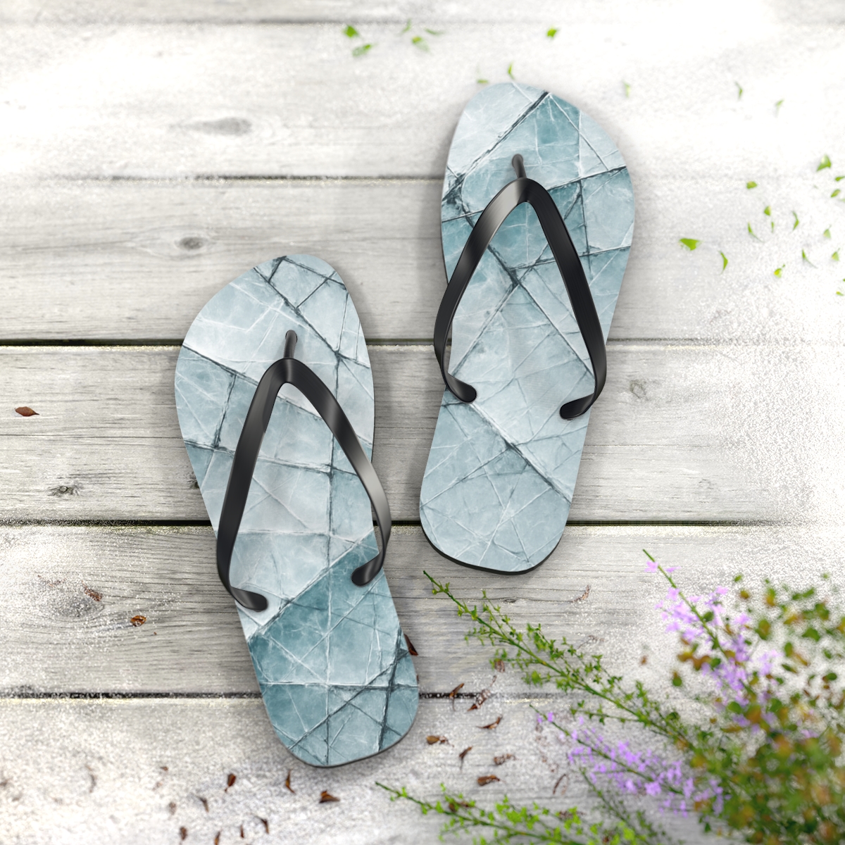 Crystal Shear Lattice designer logo flip flops