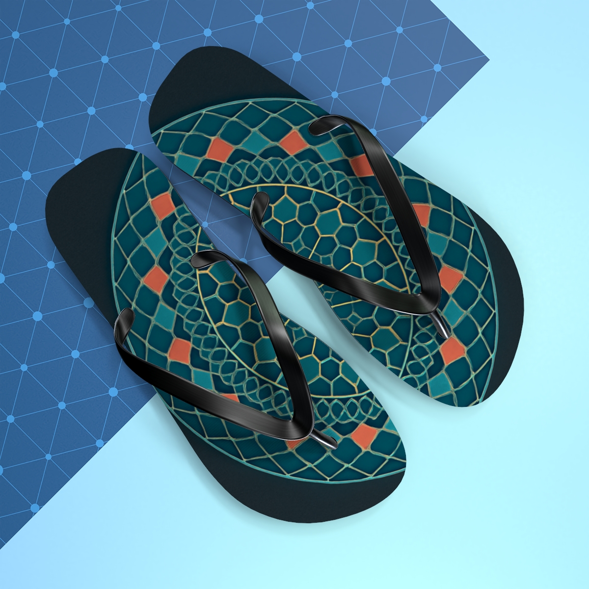 Chromatic Lattice Halo personalized beach flip flops