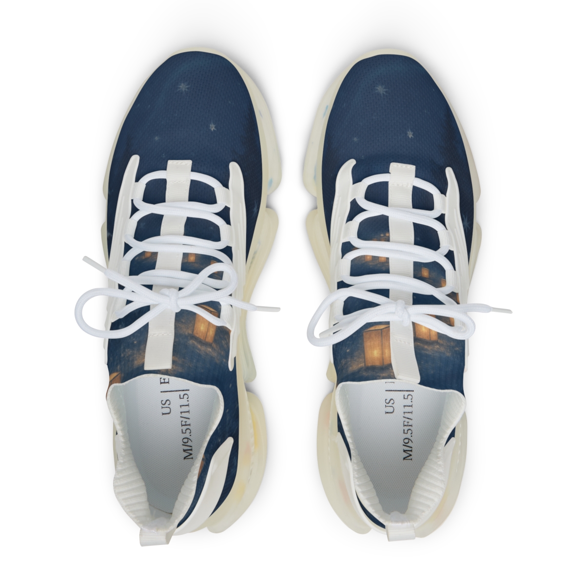 Winter Solstice Lantern Drift personalized athletic sneakers