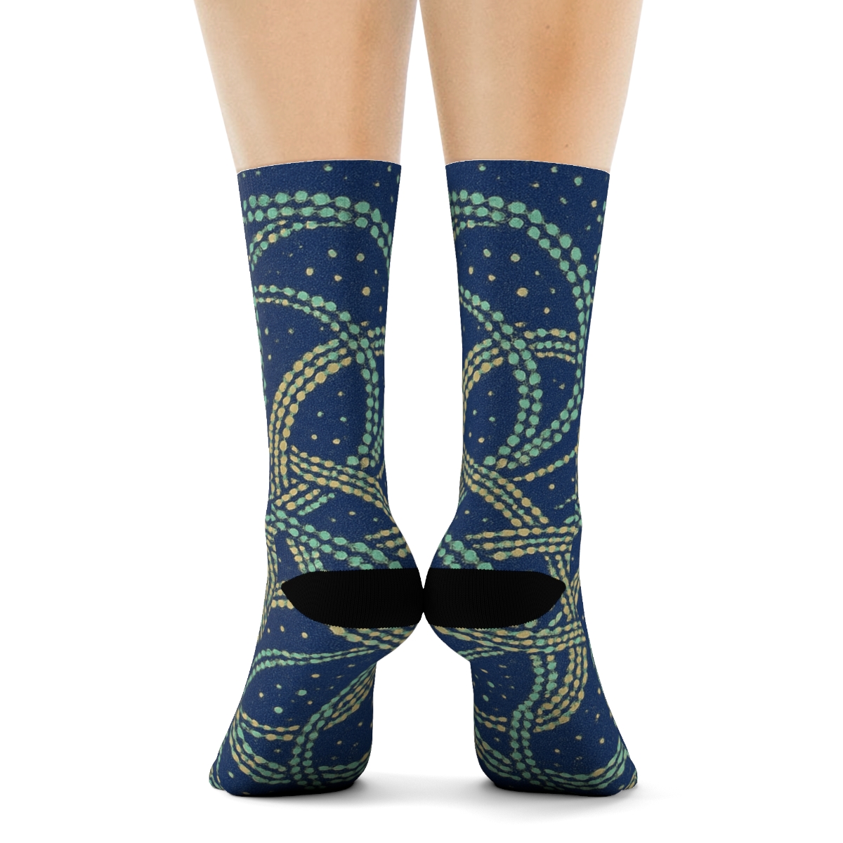 Meditative Indigo Spiral Crew Socks