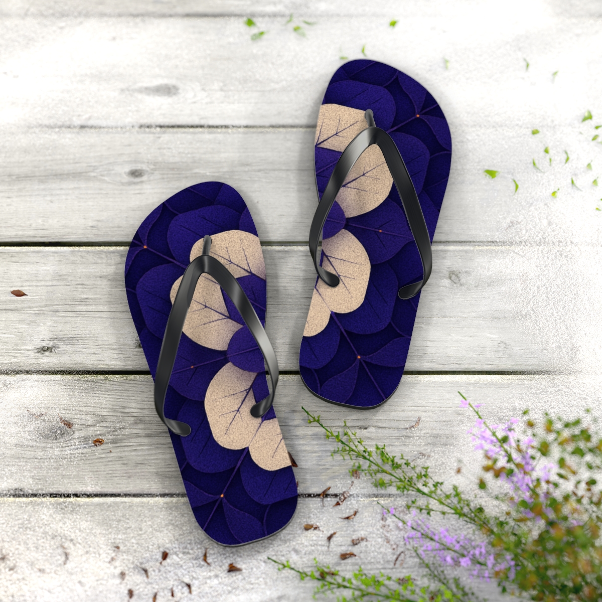 Pansy Pixel Rosette colorful rubber flip flops
