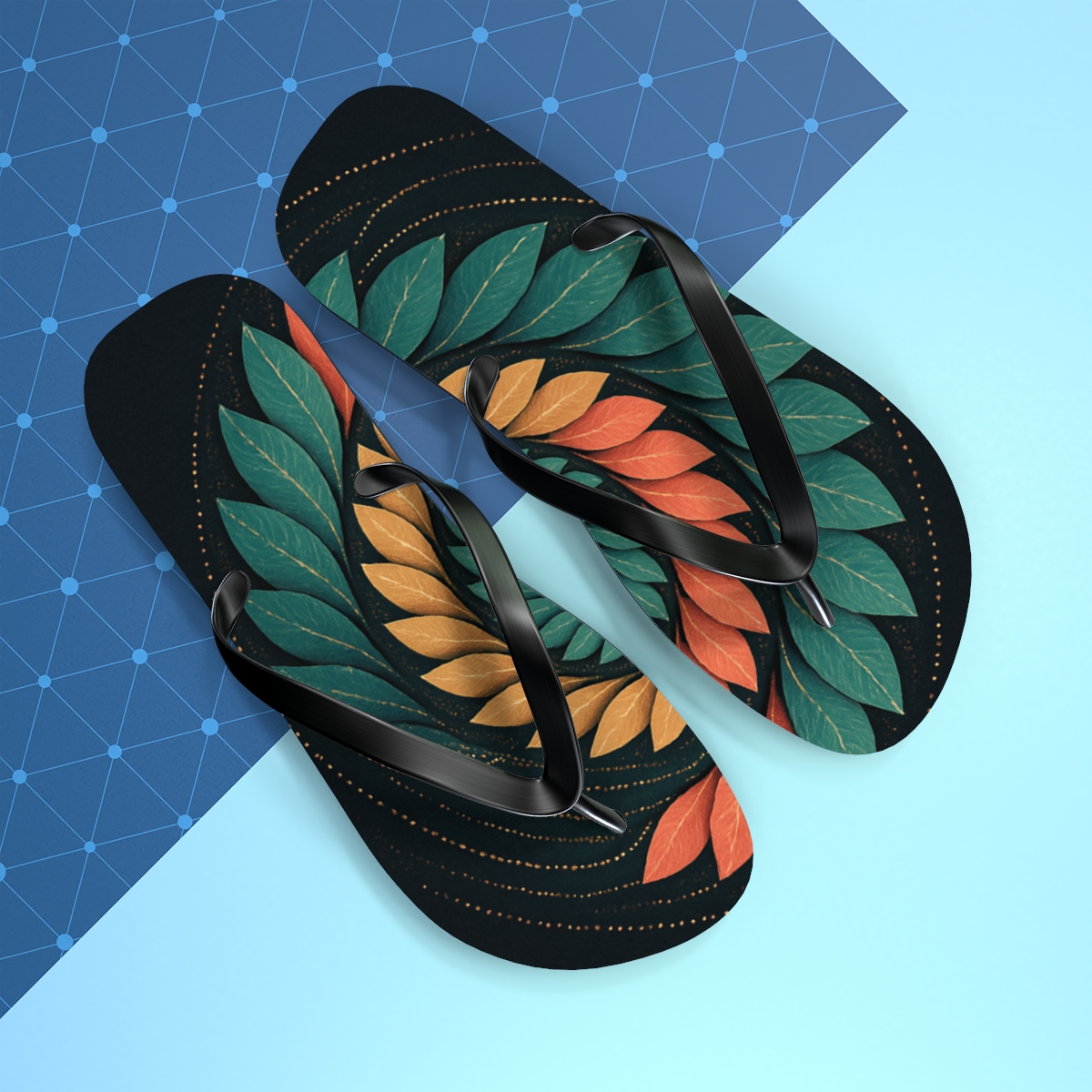 Lotus Pulse Spiral unique graphic flip flops
