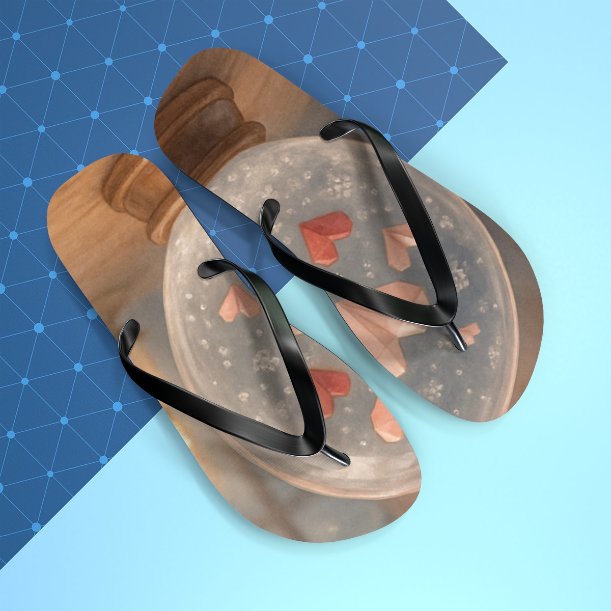 Valentine Paper Heart Snowglobe trendy printed flip flops