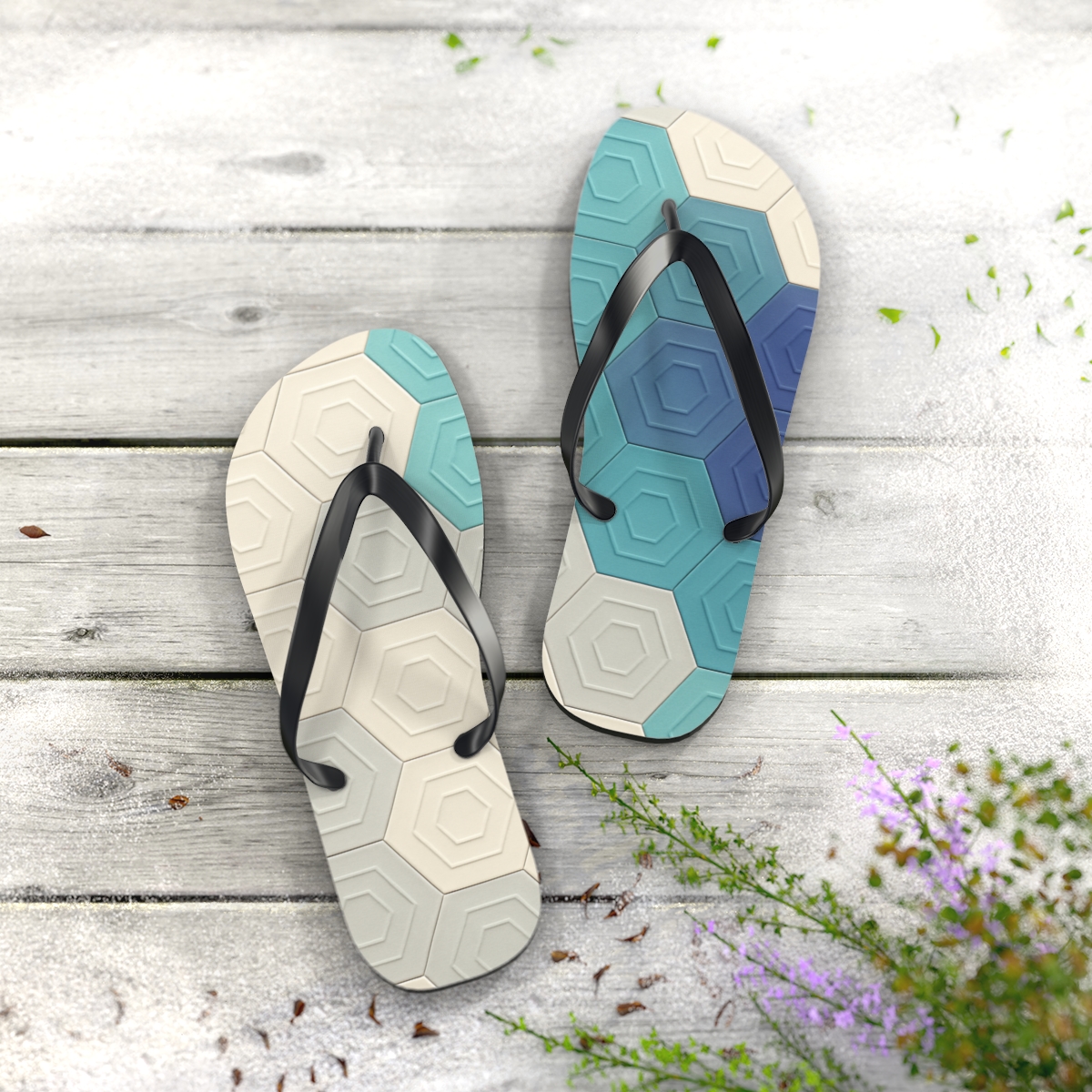 Hex Pulse Tessellation Gradient stylish summer flip flops