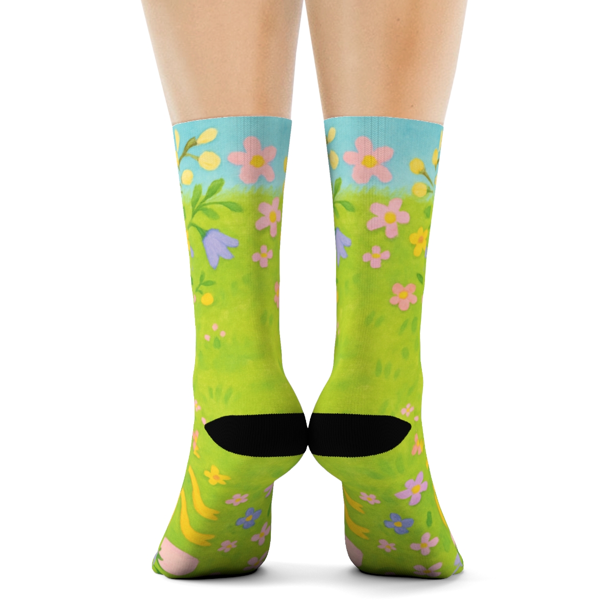 Spring Egg Hunt Meadow Whimsy warm winter socks