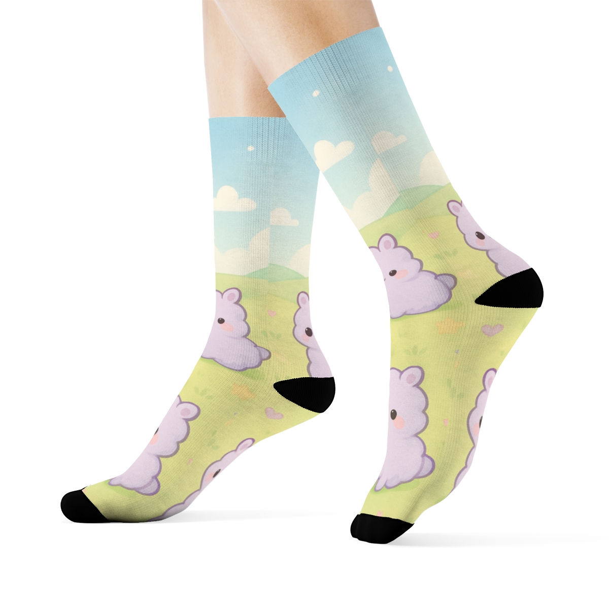 Cotton Candy Alpaca Meadow designer logo socks