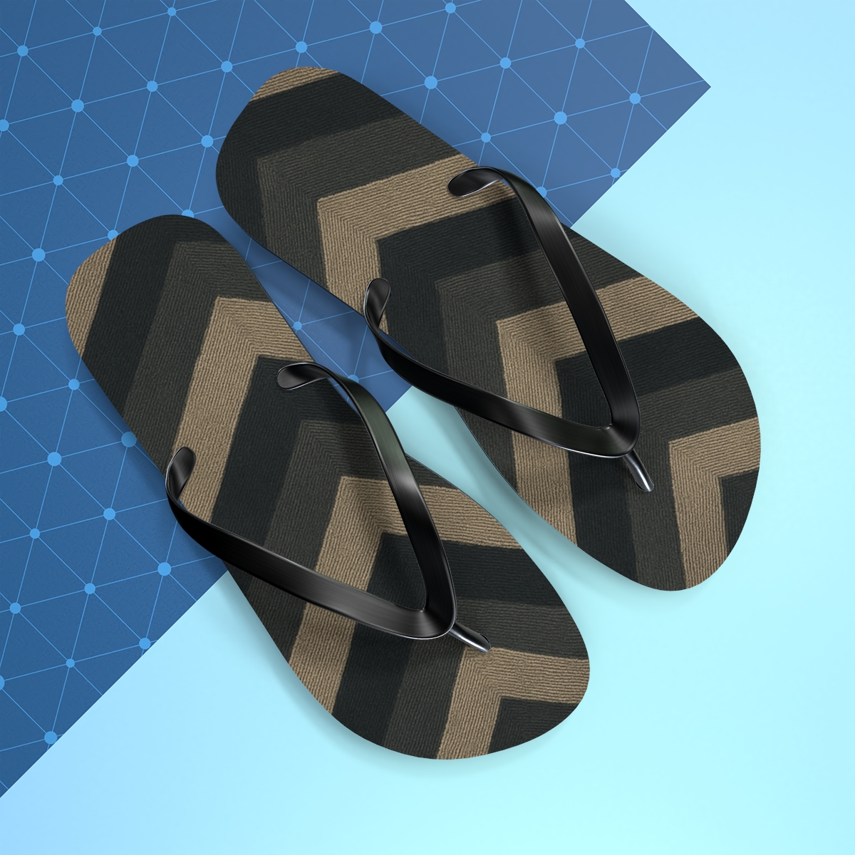 Moire Chevron Field personalized beach flip flops