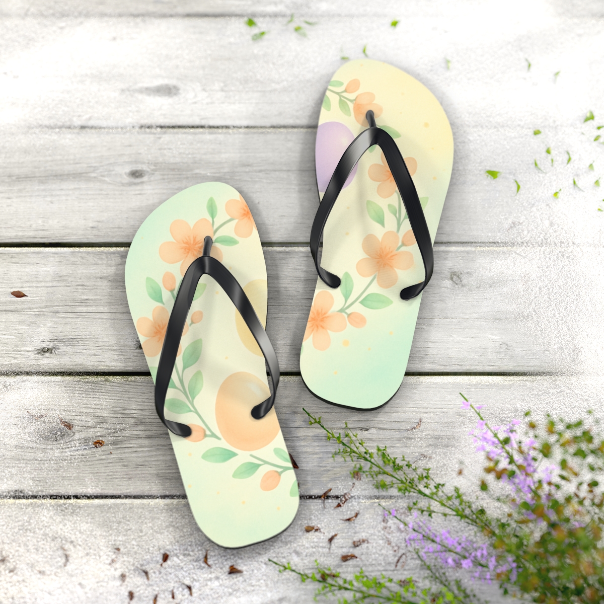 Spring Equinox Egg Nebula Wreath custom flip flops