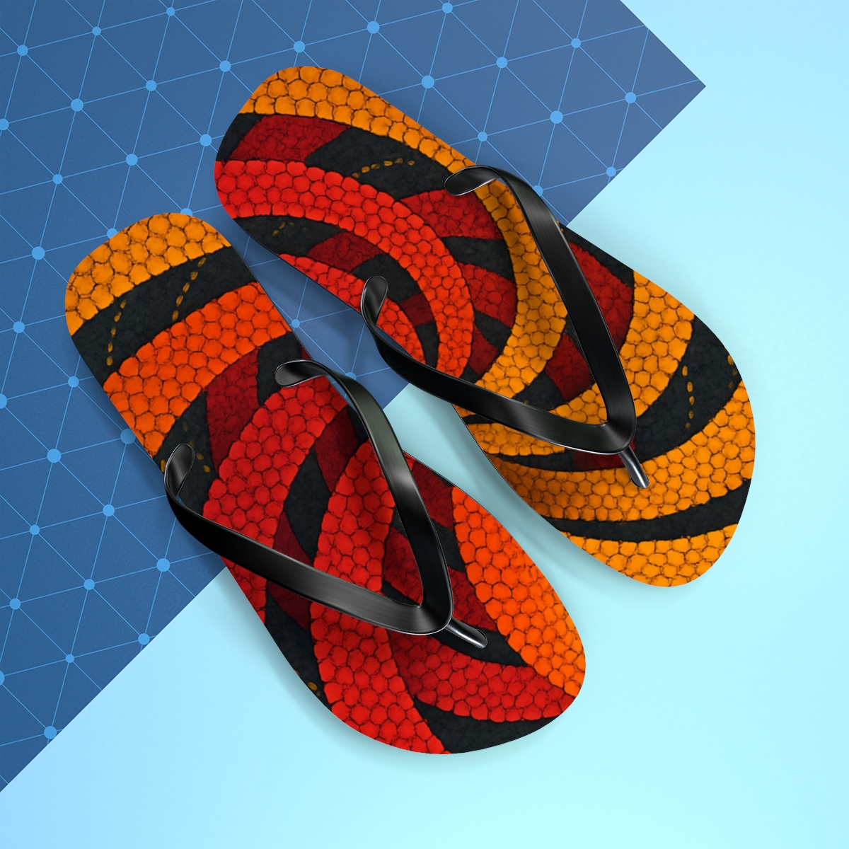 Marigold Prism Spiral designer logo flip flops