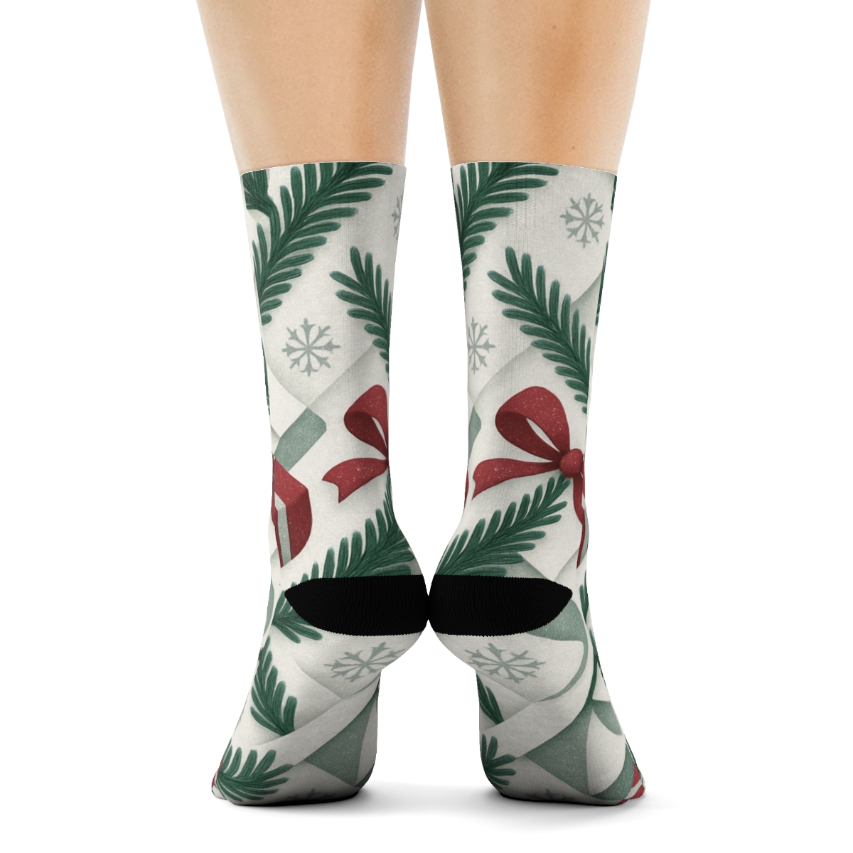 Frosted Evergreen Giftwrap Weave unique printed sockscustom socks