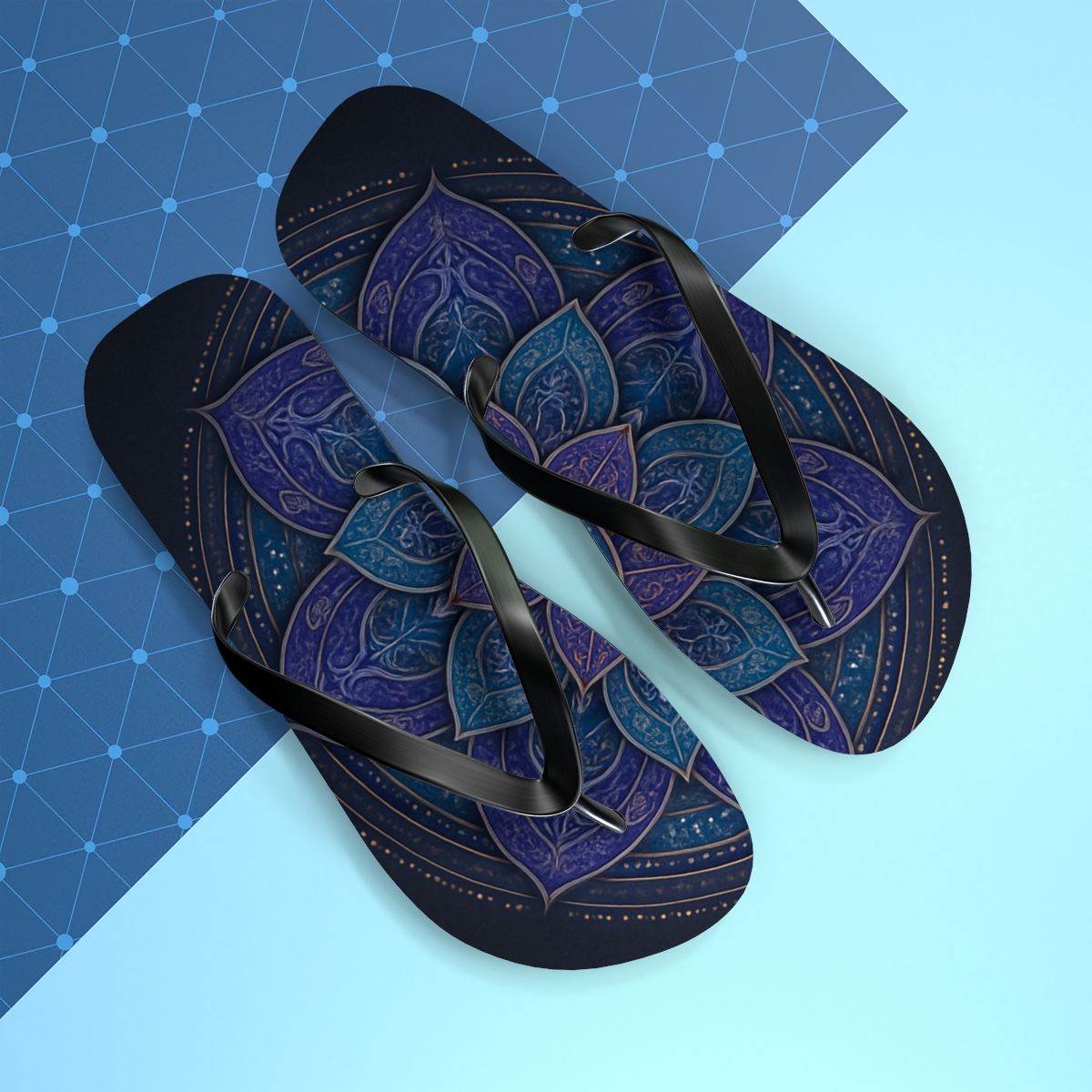 Prismatic Orbital Filigree trendy printed flip flops