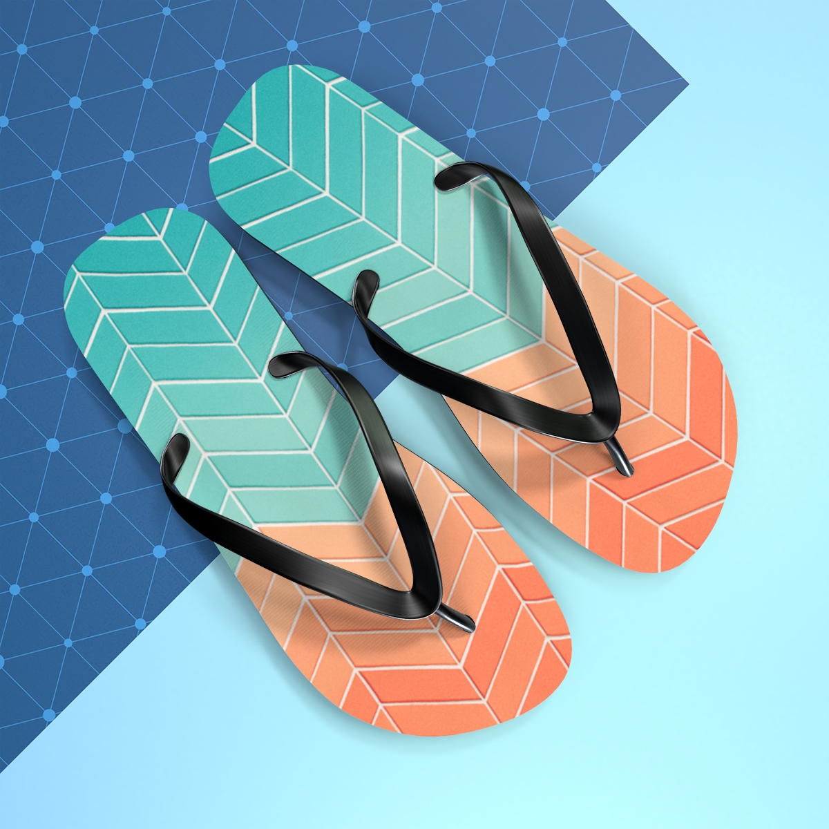 Prismatic Hex Herringbone Cascade stylish summer flip flops