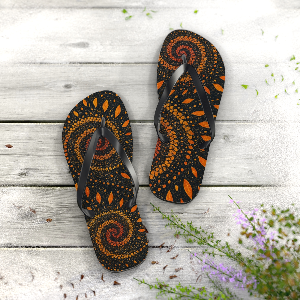 Marigold Spiral Constellation stylish summer flip flops