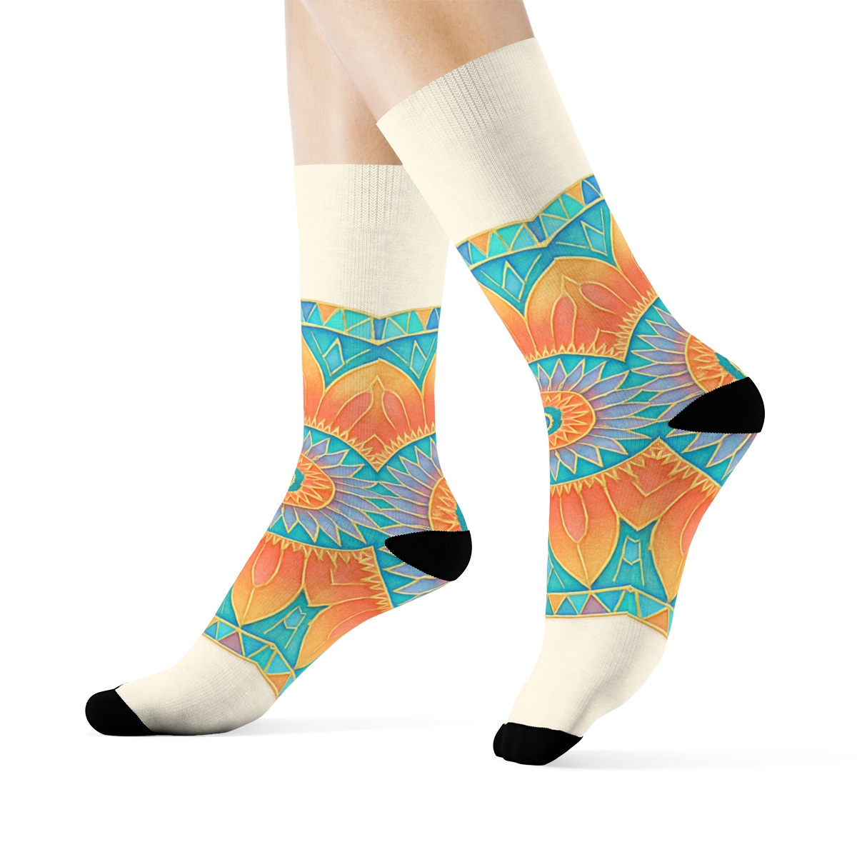 Prismatic Orbit Rosette trendy colorful socks