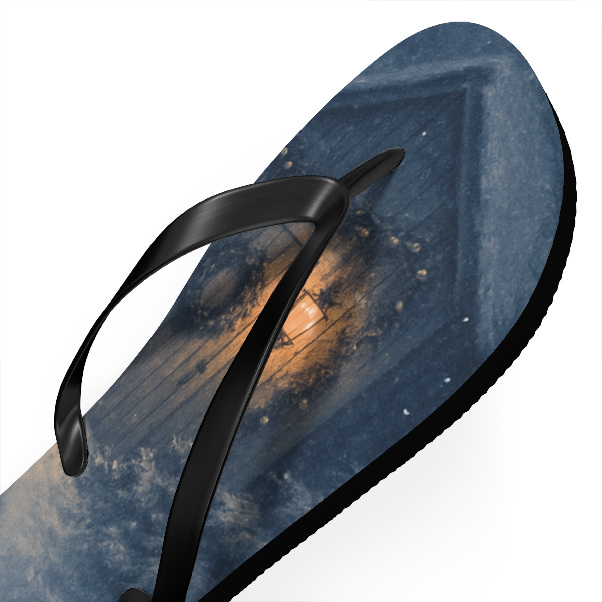 Lanternlit Winter Solstice Stillness designer logo flip flops