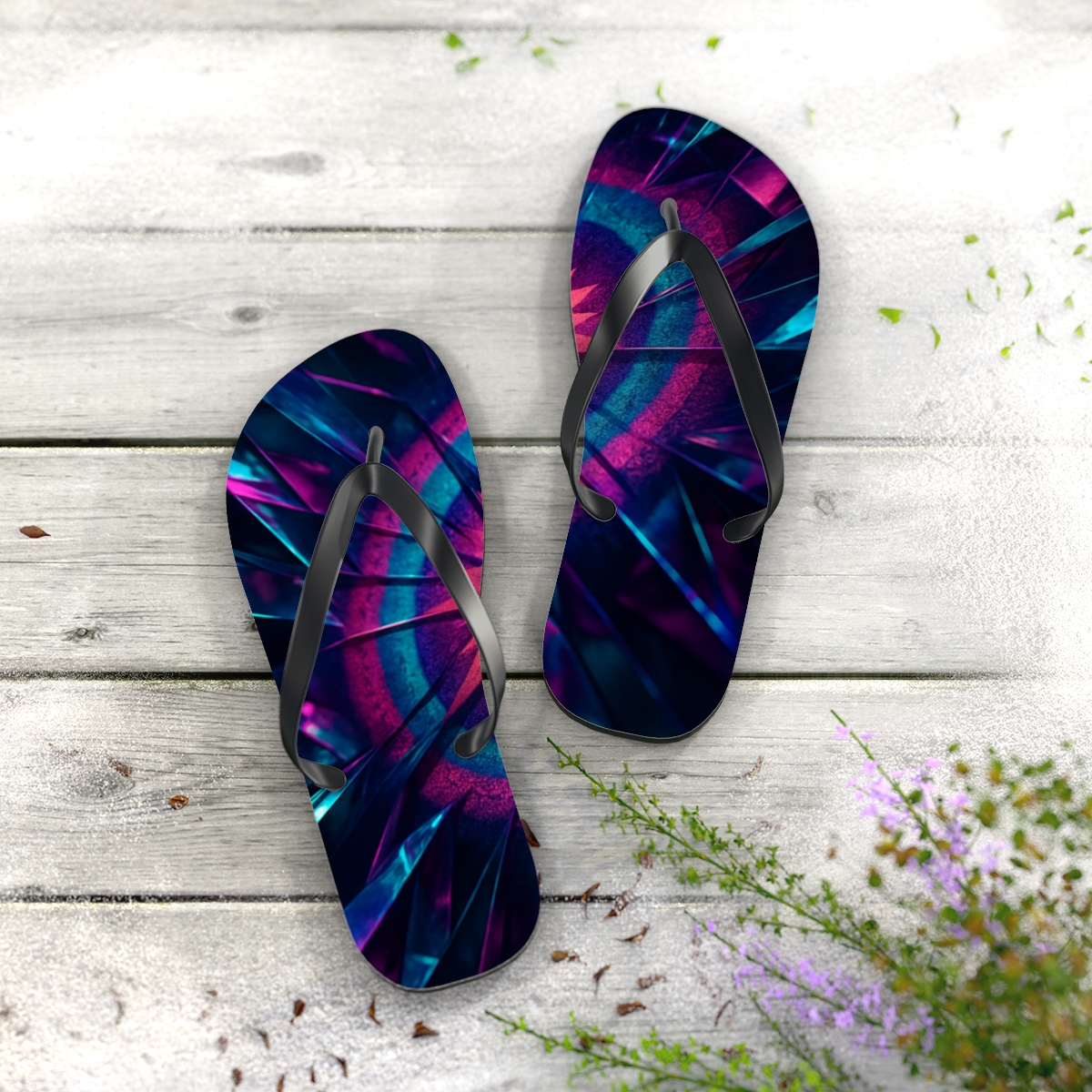 Mantis Shrimp Prism Strike colorful rubber flip flops