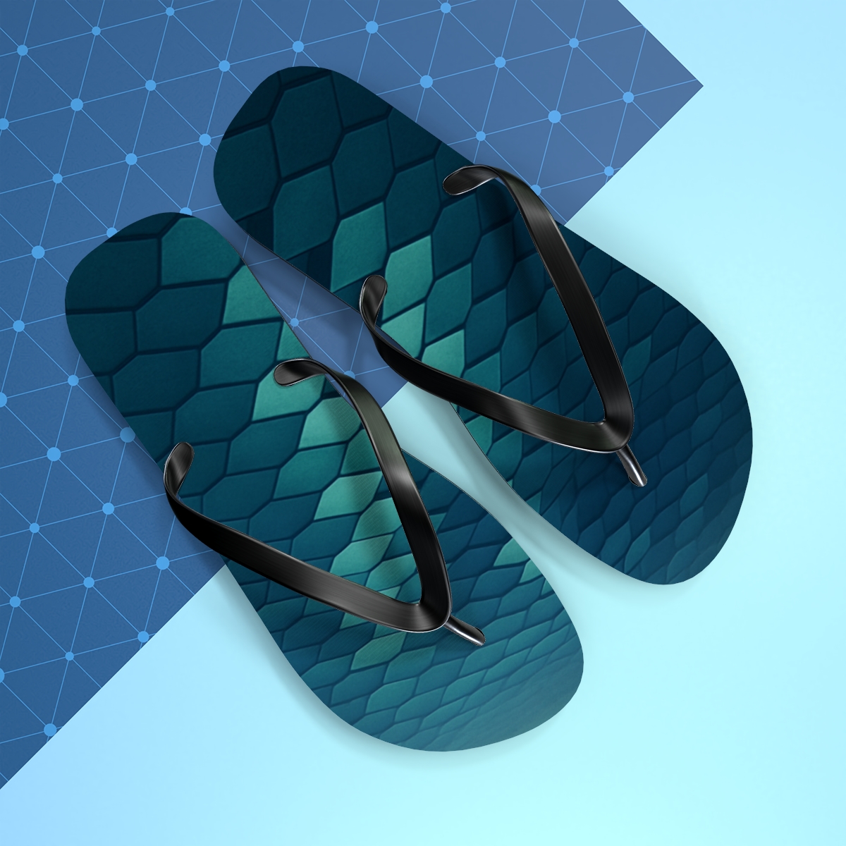 Staggered Hex Ripple personalized beach flip flops