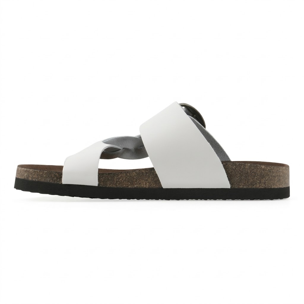Braided Strap Casual Footbed Leather Sandals for Women