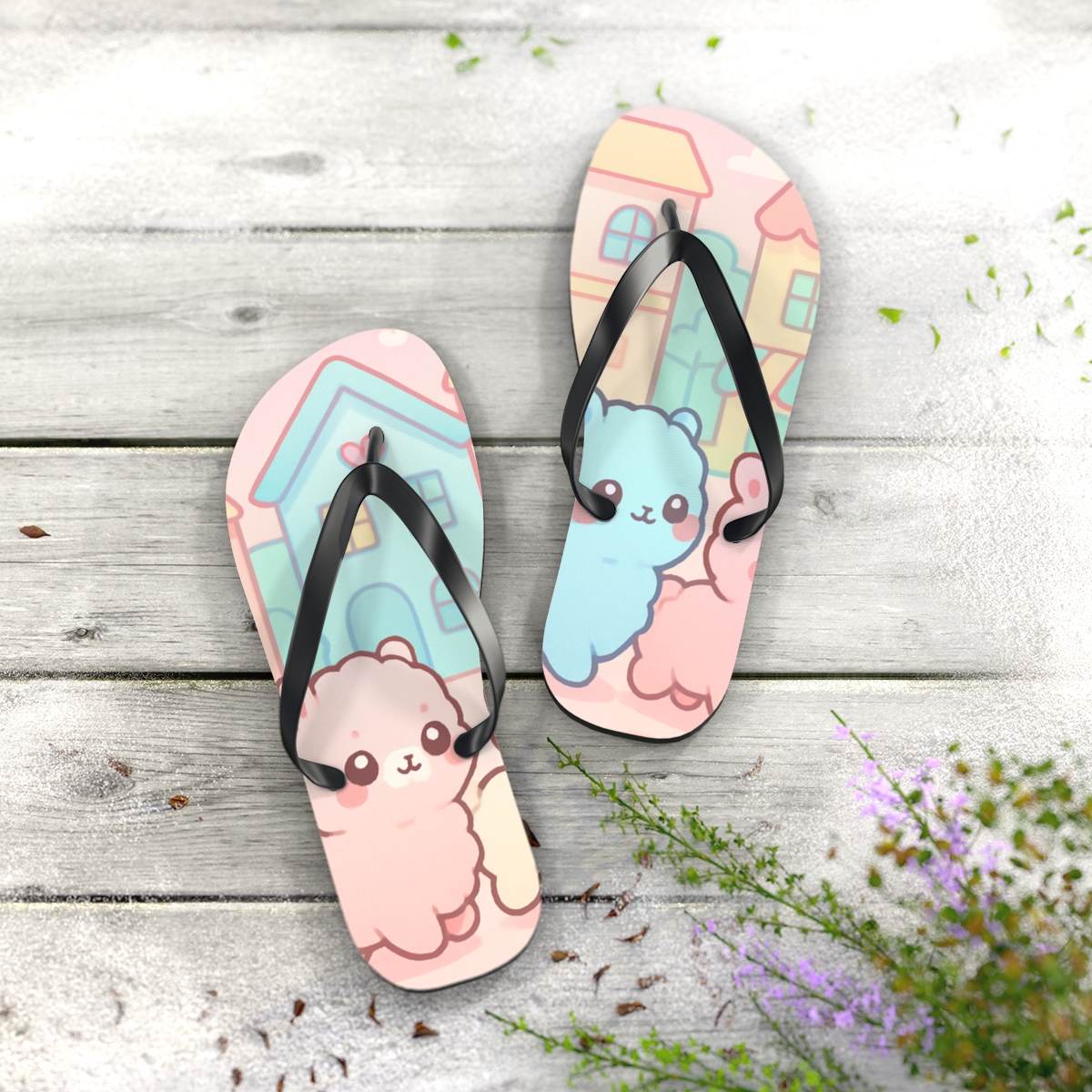 Cotton Candy Alpaca Parade stylish summer flip flops