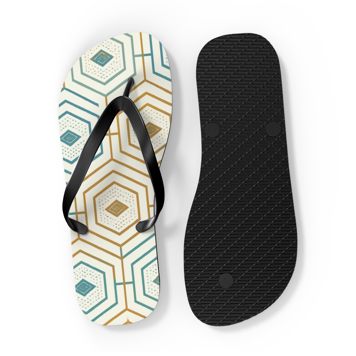 Hex Bloom Circuit Tessellation stylish summer flip flops