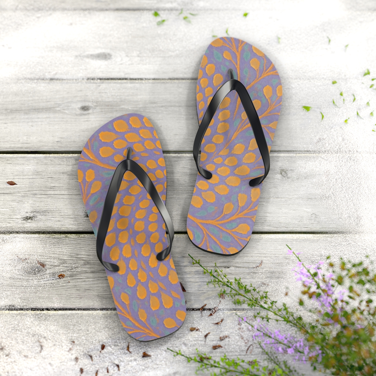 Spiral Petal Array personalized beach flip flops