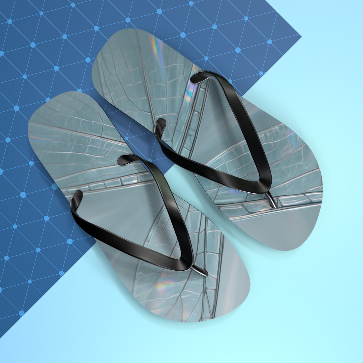 Prismatic Wingbeat Of The Dragonfly custom flip flops