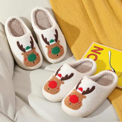 Reindeer Holiday Slippers – Cozy Festive Comfort for the Winter Season - Cloud Cushion Slides