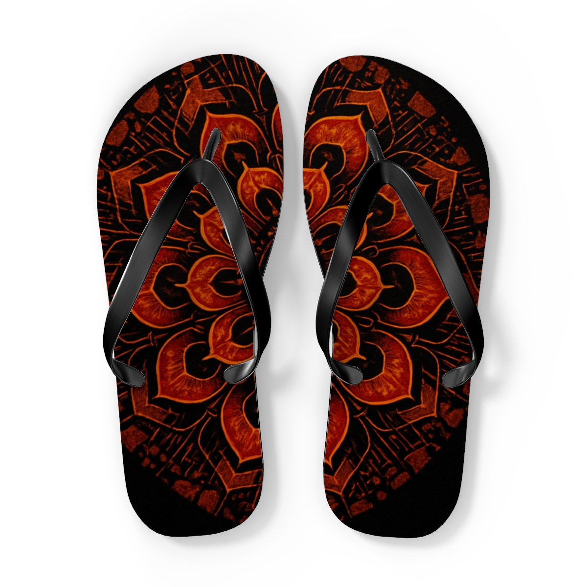 Ember Sunburst Petal Circuit personalized beach flip flops