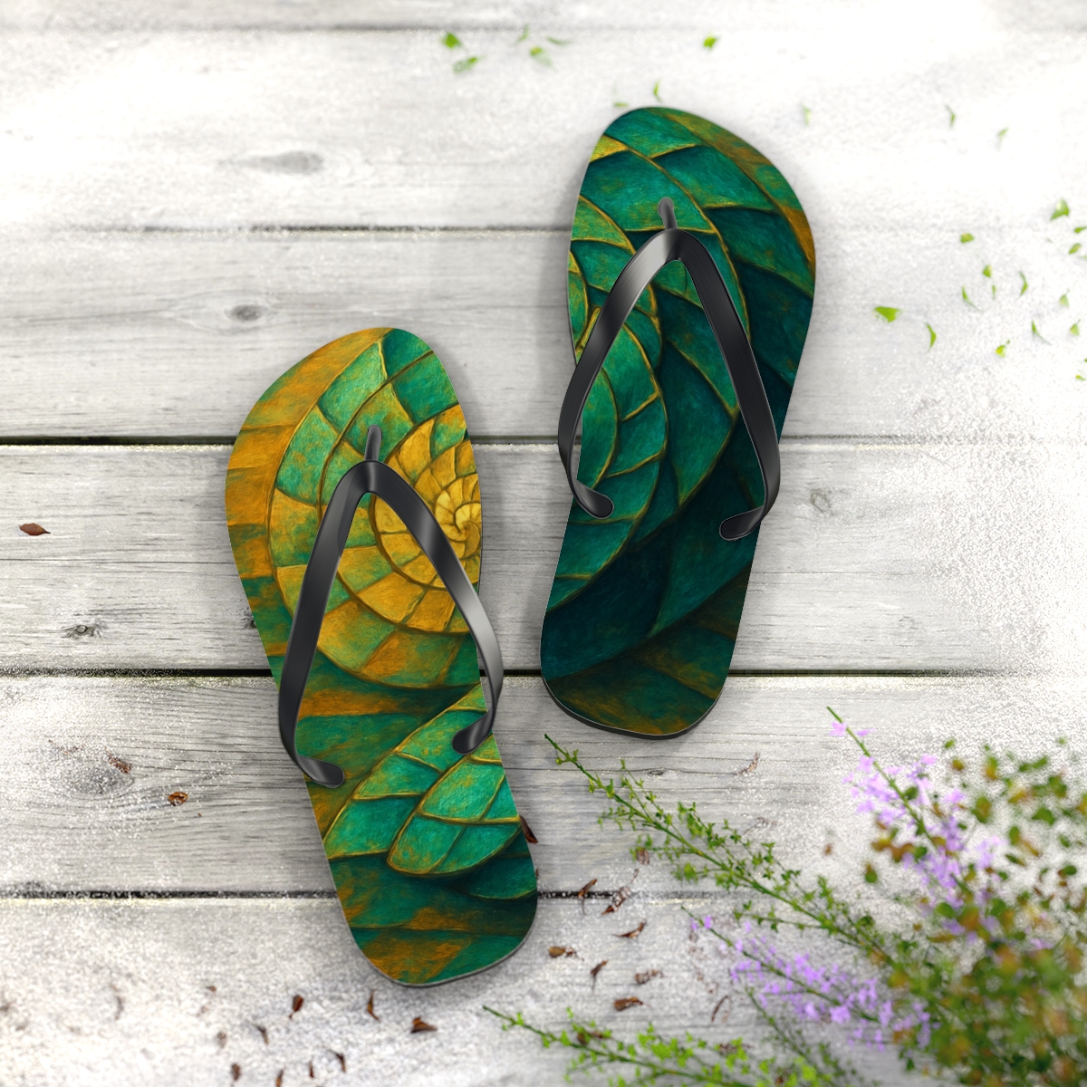 Golden Spiral Shores Flip Flops