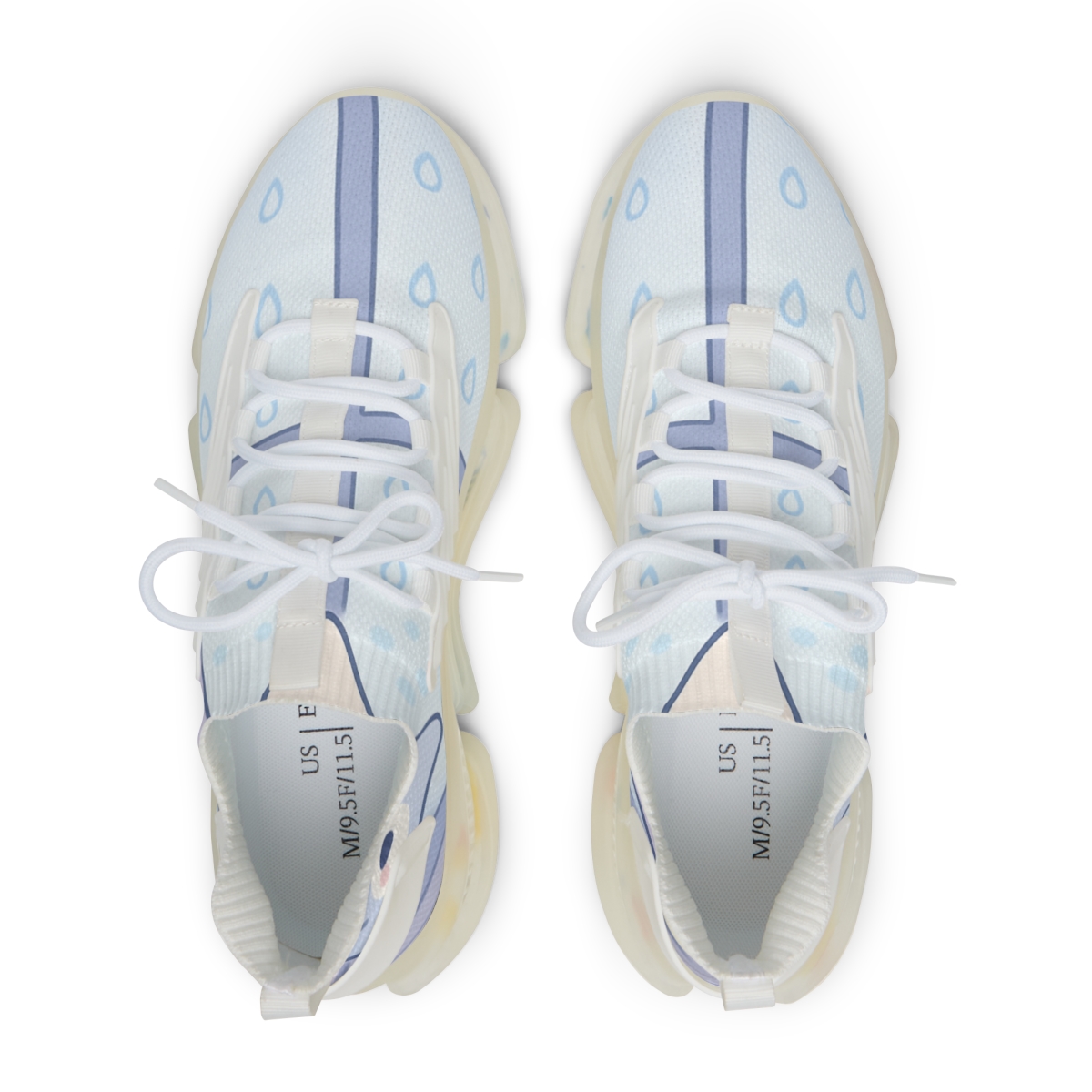 Lavender Raindrop Owls personalized athletic sneakers