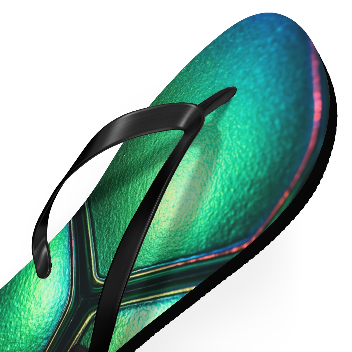 Prismatic Beetle Carapace Circuit colorful rubber flip flops