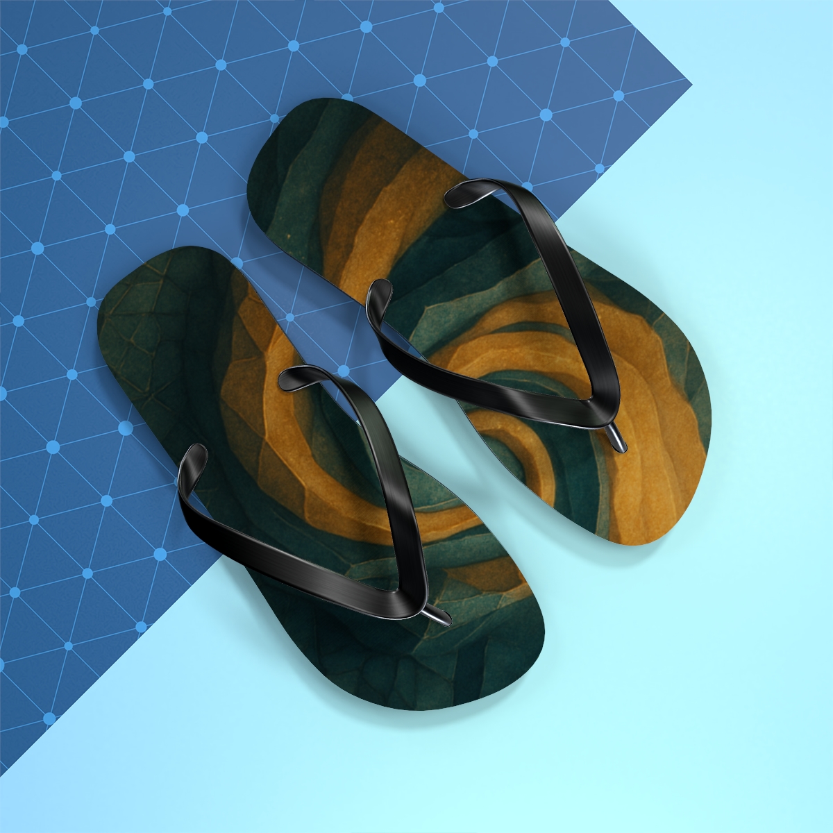 Golden Vein Harmony Flip Flops