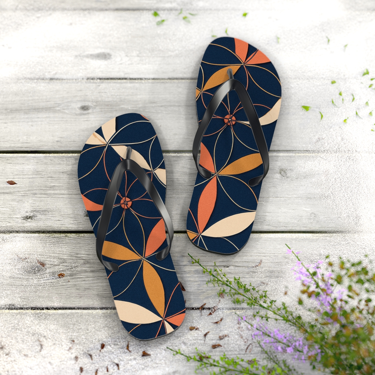 Orchid Petal Interlace designer logo flip flops