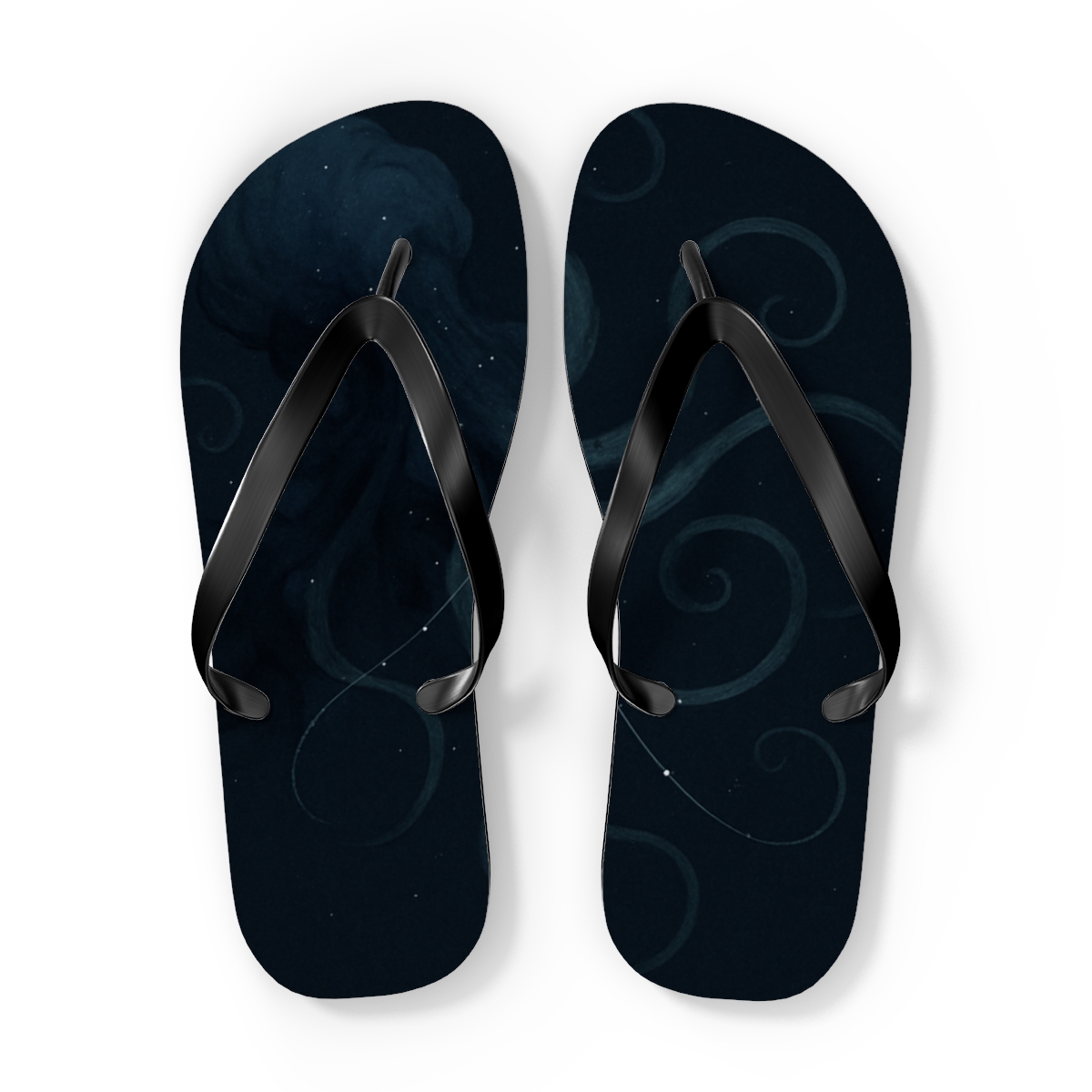 Octopus Ink Bloom Constellation unique graphic flip flops