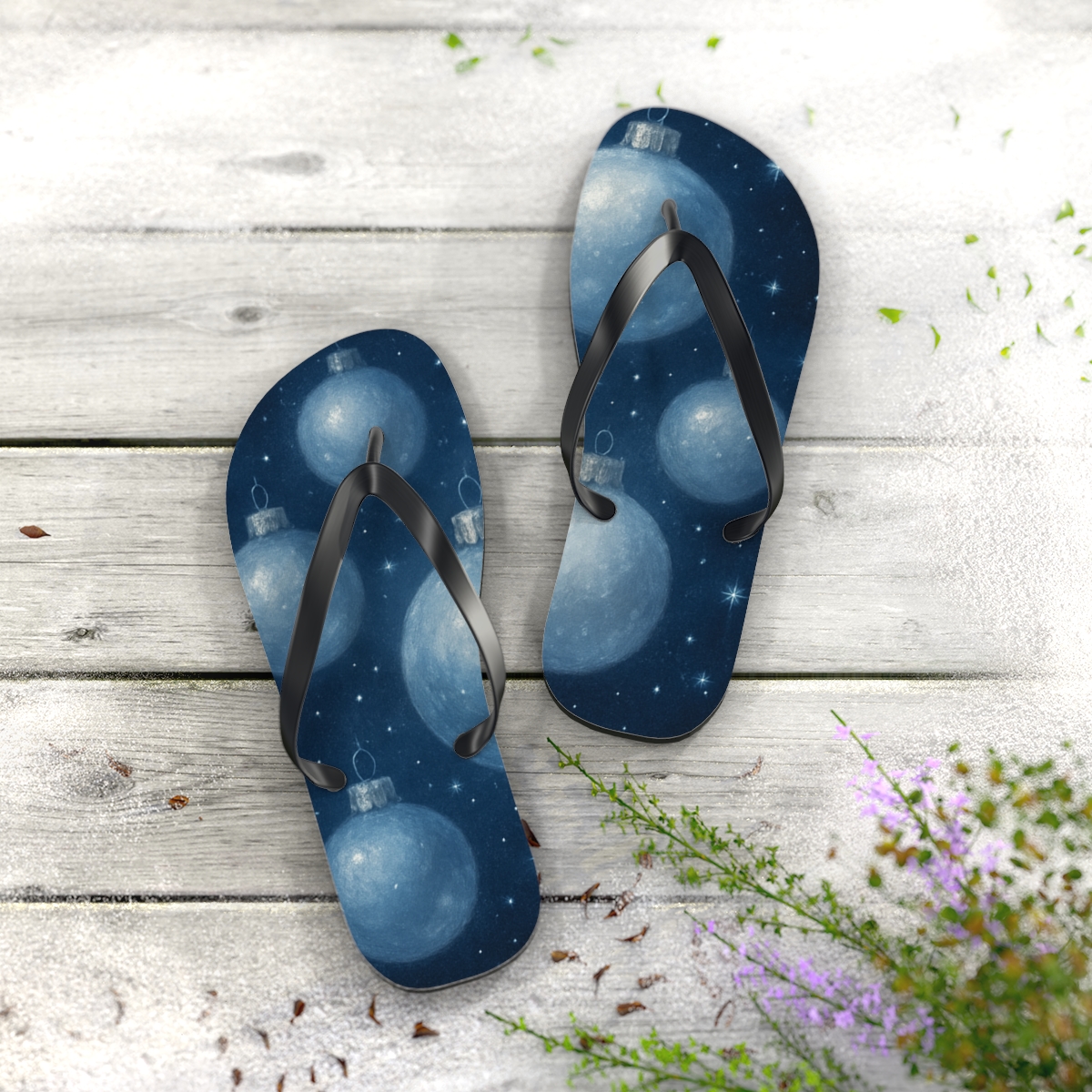 Winter Starlight Ornament Drift trendy printed flip flops