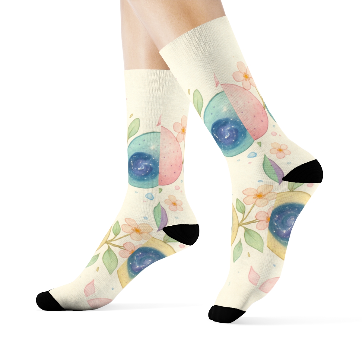 Spring Equinox Pastel Nebula Eggs stylish patterned socks