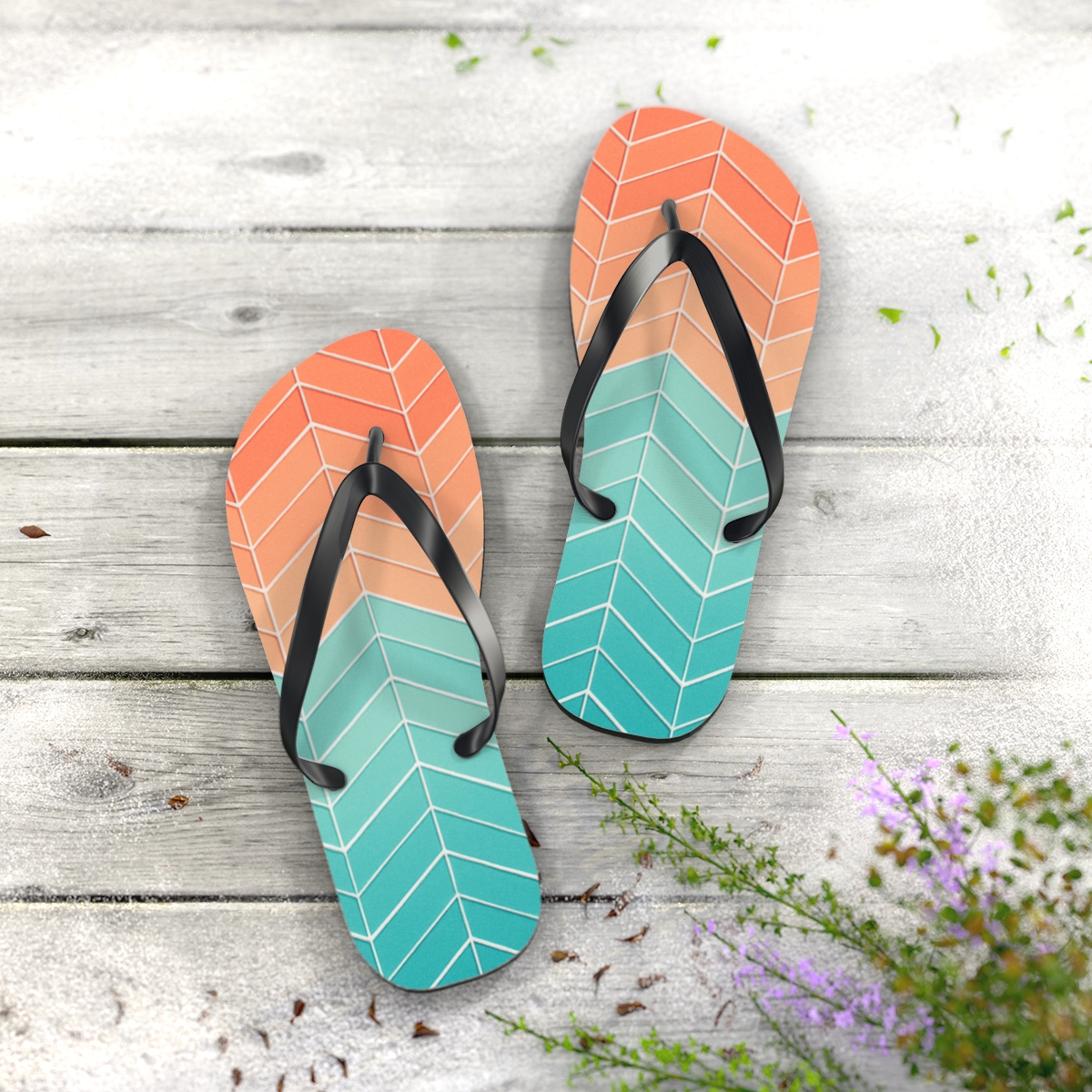 Prismatic Hex Herringbone Cascade stylish summer flip flops